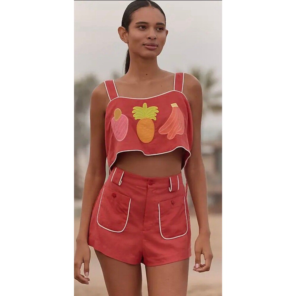 NWT Farm Rio Crop Retro Beach Summer Fruit Set Small